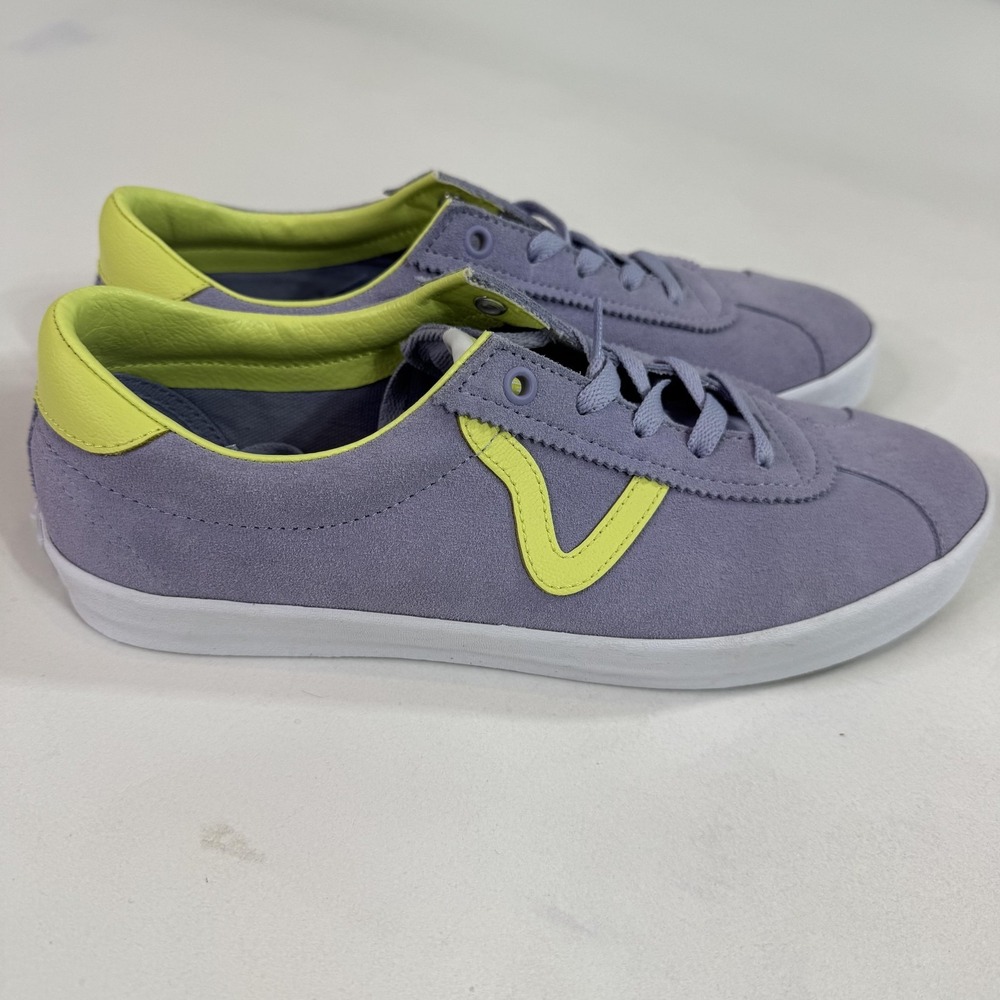 Vans Shoes Womens 11 Mens 9 Purple Suede Low Top Lime Trim Casual Sneaker Skate